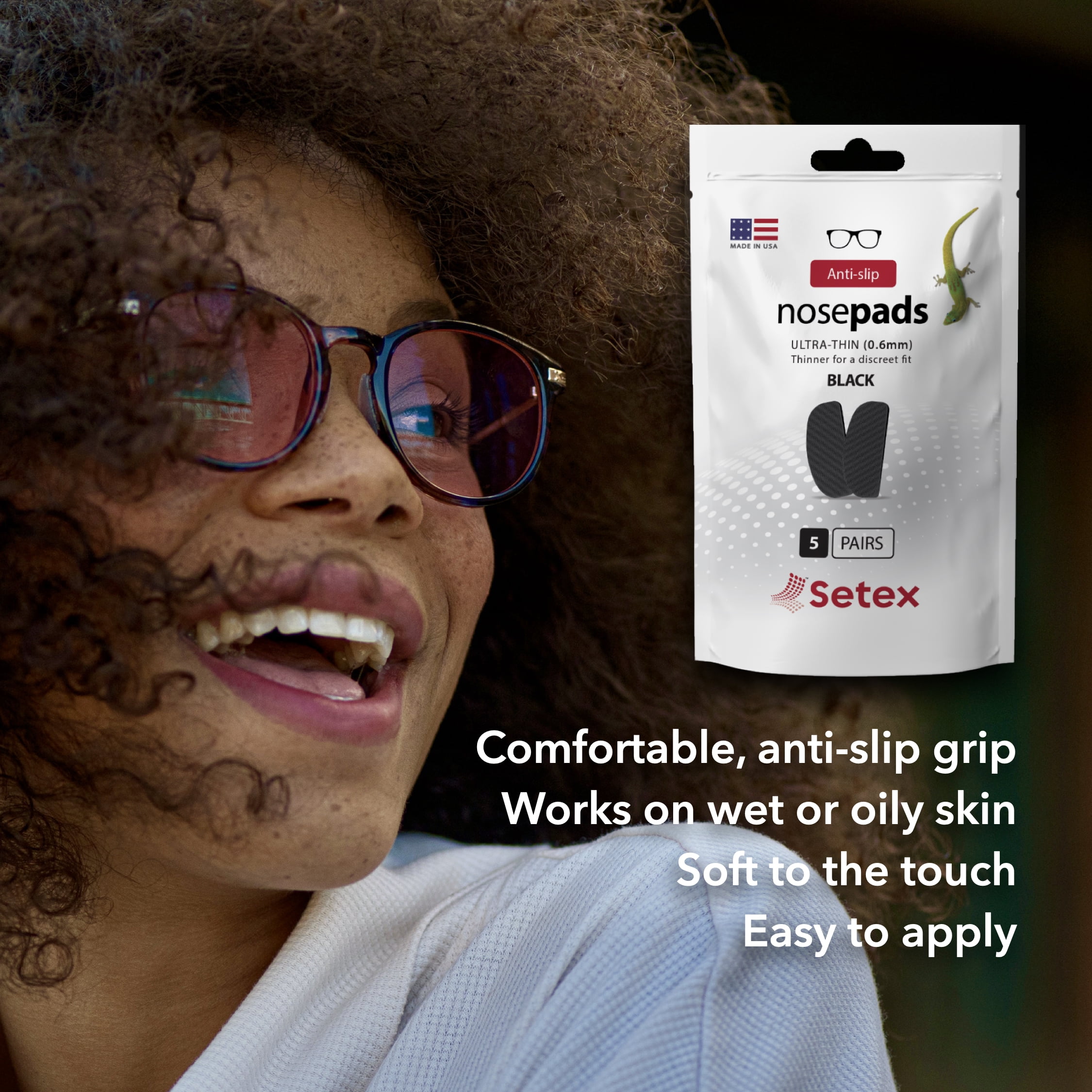 DEEPPARADOX、NOSENTIC、GABU２４Ｓ Setex Gecko Grip Ultra-Thin 0.6mm Anti Slip Eyeglass Nose Pads, (5