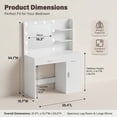 thumbnail image 5 of Vineego Makeup Vanity Desk with Mirror, Vanity Set with Charging Outlets and LED Lights, Vanity Table with Storage Shelves Drawers and Cabinet for Bedroom Dressing Room, White, 5 of 8