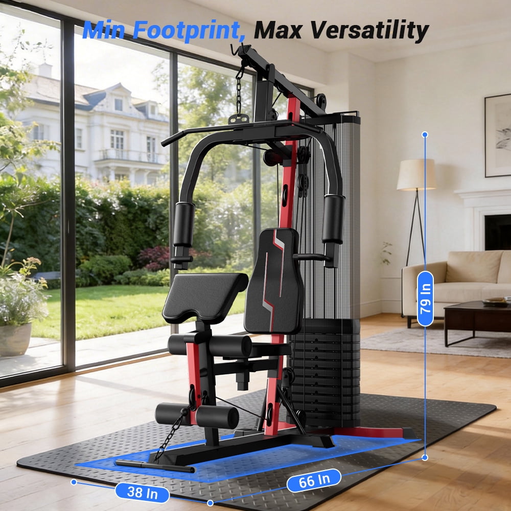 CURSOR FITNESS Home Gym Station, 160LBS Weight Stack, All-in-One Strength Training Equipment