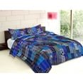 thumbnail image 5 of Vinsan Indian Handmade Silk Patchwork Kantha Bedspread Quilts Reversible Boho Bed Cover Throw Navy Blue Color Baby Size 108 x 108 Inches, 5 of 8