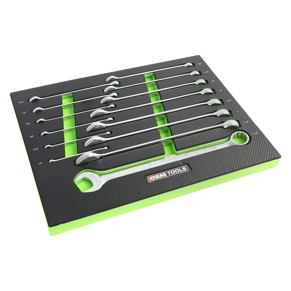 OEMTOOLS 23993 Ensemble Combiné de 14 Pcs de Clés, Ensemble de Clés SAE 1/4 Pouces-1-1/8 Pouces, Clés à Prise Posi, Extrémité Ouverte en Acier Traité Thermiquement, Support de Clé pour Plateau en Mousse EVA