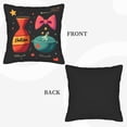 thumbnail image 6 of Set of 2 Decorative Throw Pillow Covers 18x18in - Black Background with Orange ' Volim ' Pink Bow Colorful Stars & Swirls for Couch Bed Car, 6 of 8