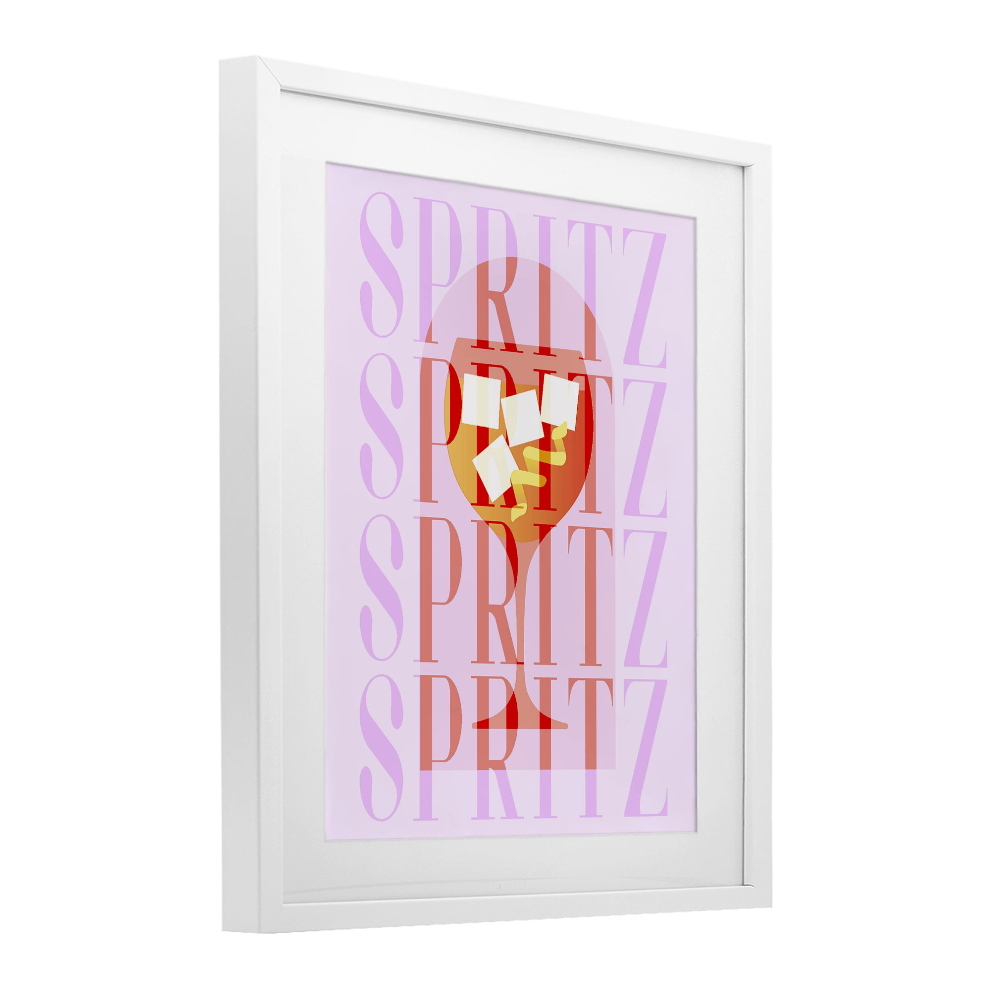 Retro Pastel Spritz White Framed Print Under Glass, design by Lil' Rue