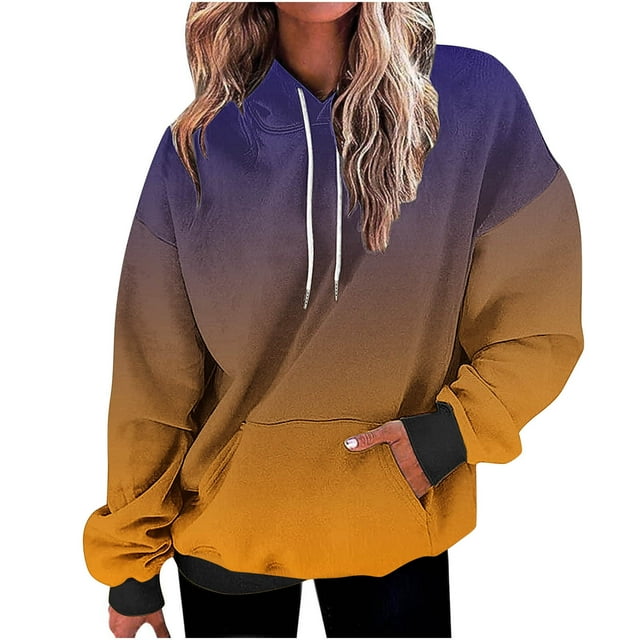 Besolor Oversized Sweatshirt for Women Fall Plus Size Long Sleeve Gradient Color Hoodies Baggy Clothes for Ladies