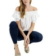 thumbnail image 2 of INC International Concepts Women's Off-The-Shoulder Top Washed White Size S, 2 of 3