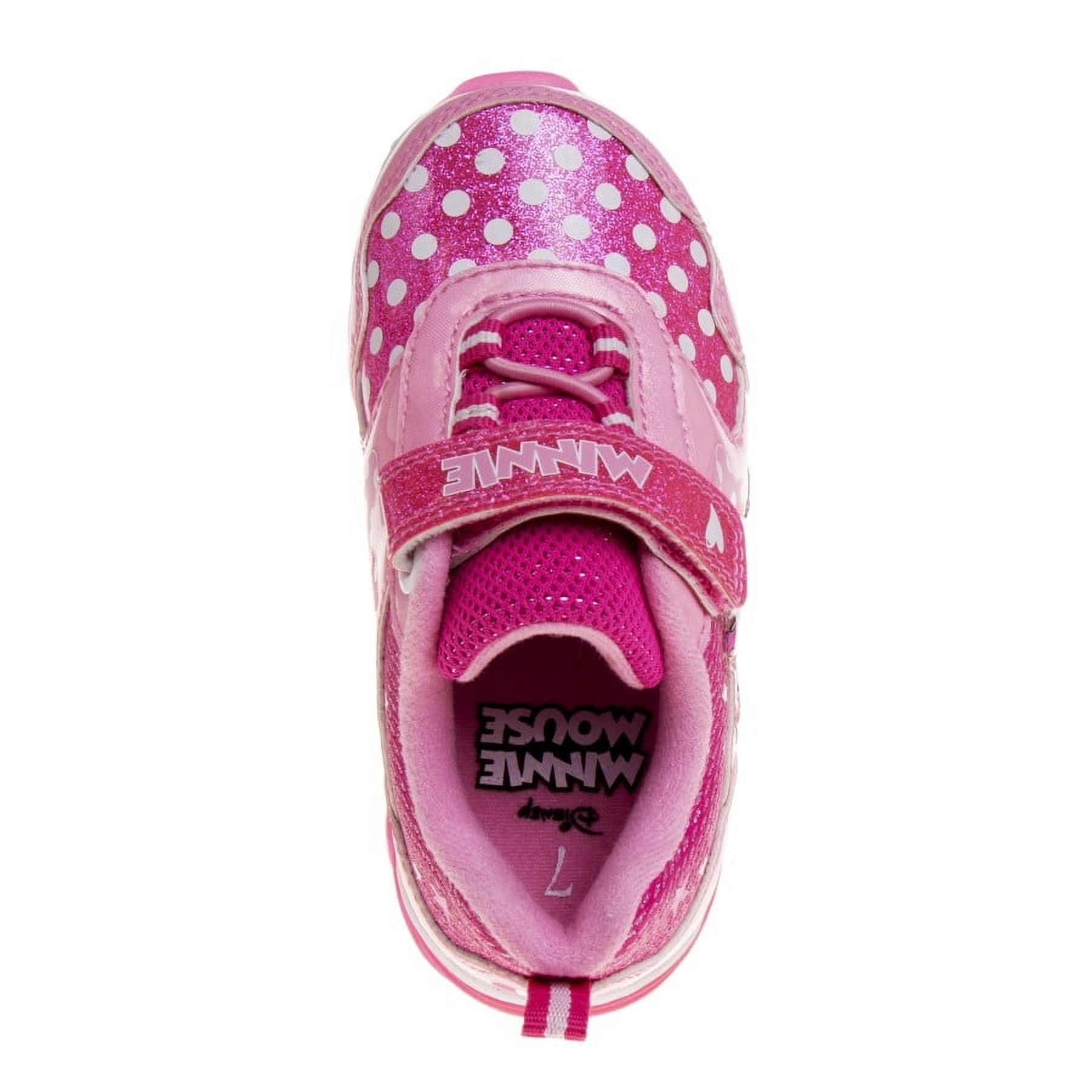 Disney Minnie Mouse Toddler Girls' Hook & Loop Sneakers with 4 White Lights - Pink, Size: 7