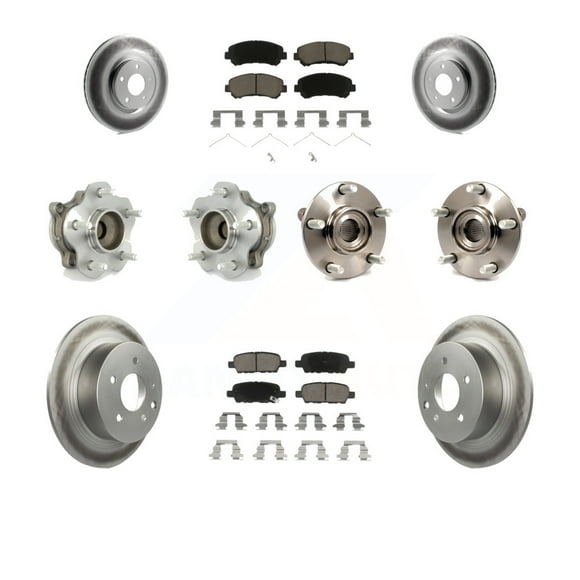 Transit Auto Front Rear Hub Bearings Assembly Coated Disc Brake Rotors and Ceramic Pads Kit (10Pc) for Car 2007-2012 Nissan Sentra SE-R Spec V with 2.5L - Left Right Side (Driver Passenger) KBB-120775