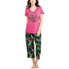 Women's and Women's Plus Pajama Short-Sleeve Sleep Shirt and Capri Pant 2-Piece Sleepwear Set
