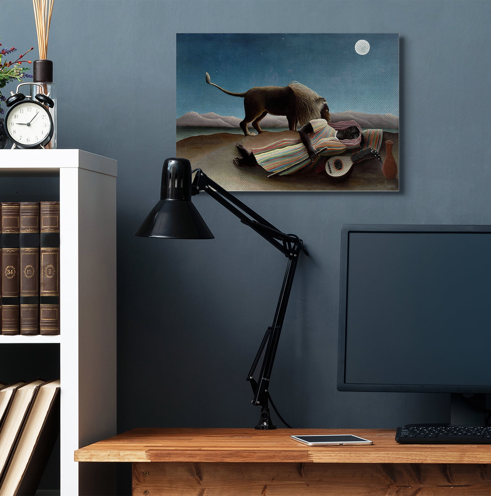 Stupell Home Décor Desert Night Lion and Traveler Classic Painting Canvas Wall Art by Henri Rousseau