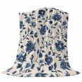 thumbnail image 6 of Navy Blue Floral Blanket Soft Cozy Warm Throw Blanket for Couch, Plush Fuzzy Flannel Fleece Blankets for Sofa, Spring Vintage Blossom Botanical Bed Blankets Lightweight Gifts for Women, 30"x40", 6 of 9