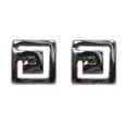 thumbnail image 1 of Sterling Silver Rhodium Plated Greek Meandros Key Stud Earrings, 5 x 5mm, 1 of 2