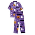 thumbnail image 5 of Womens Silk Satin Pajamas Set Short Sleeve Button Down Sleepwear Nightwear Loungewear,A-Purple M, 5 of 5