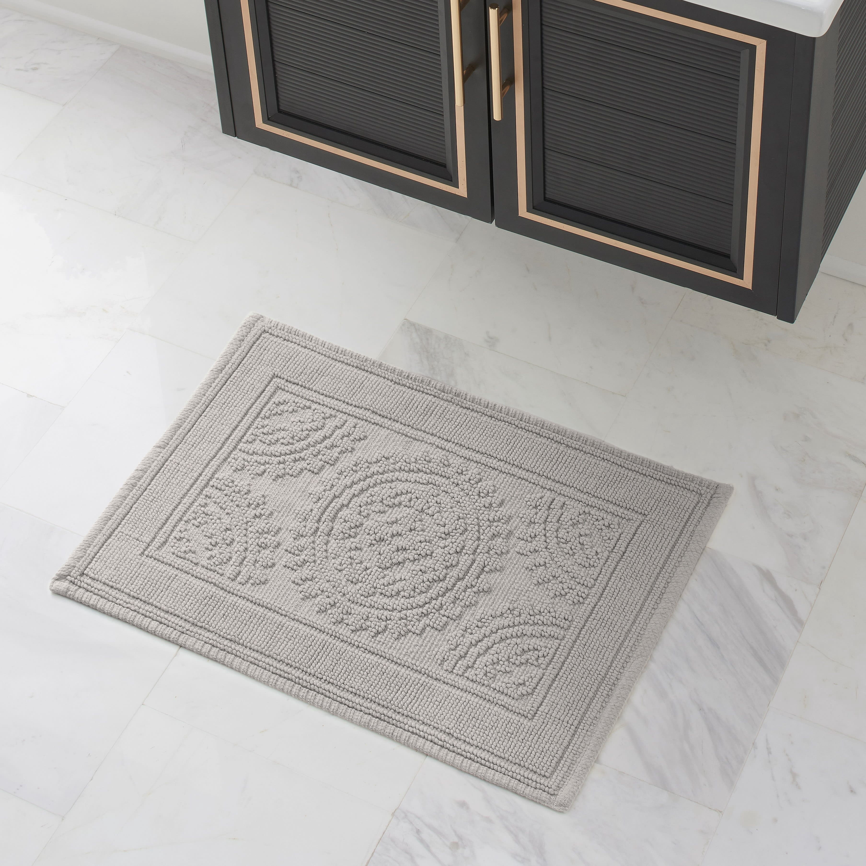 Taupe Grey, Medallion, 21" x 34" Bath Rug, Jean Pierre