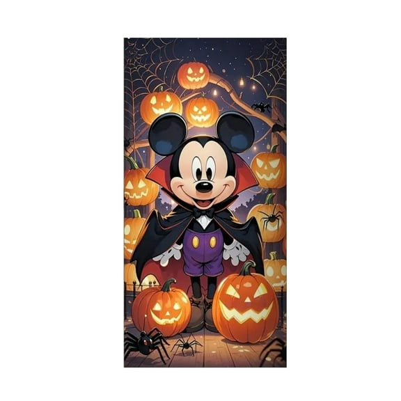 Pumpkin Mickey Halloween pumpkin ghost door cover decoration, 35*79 inch door curtain door cover banner photography background suitable for room dormitory indoor and outdoor decoration