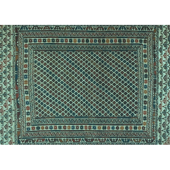 Ahgly Company Indoor Rectangle Southwestern Light Blue Country Area Rugs, 5' x 8'