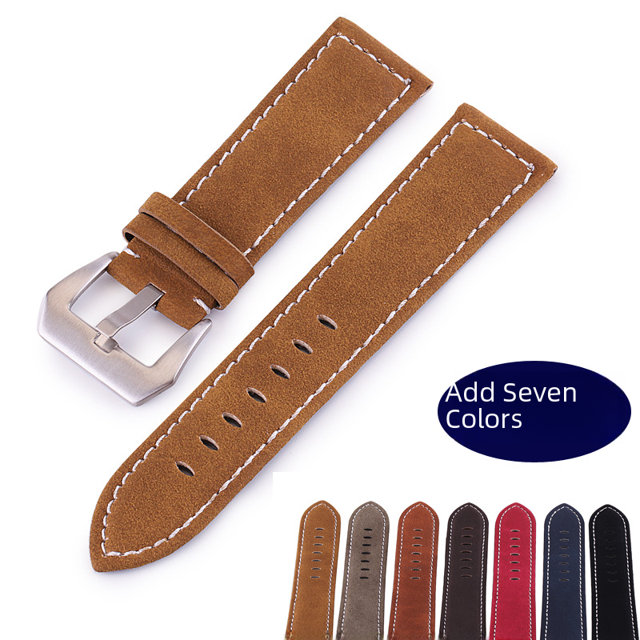 Reloj de piel de vaca esmerilada con hebilla original de línea gruesa hecha a mano de alta calidad de 18-24 mm