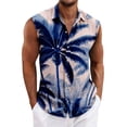thumbnail image 3 of LTTVQM Mens Hawaiian Shirts 2026 Summer Beach Sleeveless Button Down Shirts Casual Tropical Print T-Shirts Holiday Clothes Vermilion 3XL, 3 of 6