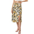 thumbnail image 1 of INSPIRE CHIC Women's High Waisted Split Hem A-Line Floral Skirts, 1 of 5
