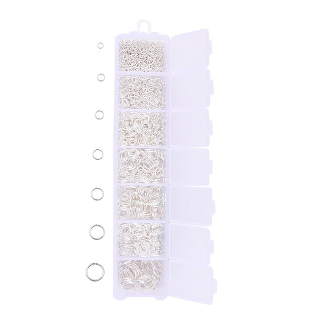 1170PCS Silver Metal Open Jump Rings Kit with 7 Sizes (3-10mm) - Includes Optional Plier, Tweezer & Thimble Tools - Perfect for Handmade DIY Earring Jewelry Crafting - Organized in a Compact Box