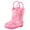 Pink, variant on Caqnni Toddler Rain Boots with Easy Pull on Handles - Comfortable Shiny Kids Rain Boots for Boys and Girls - Fun & Safe Outdoor Play for All Seasons (Pink,17)