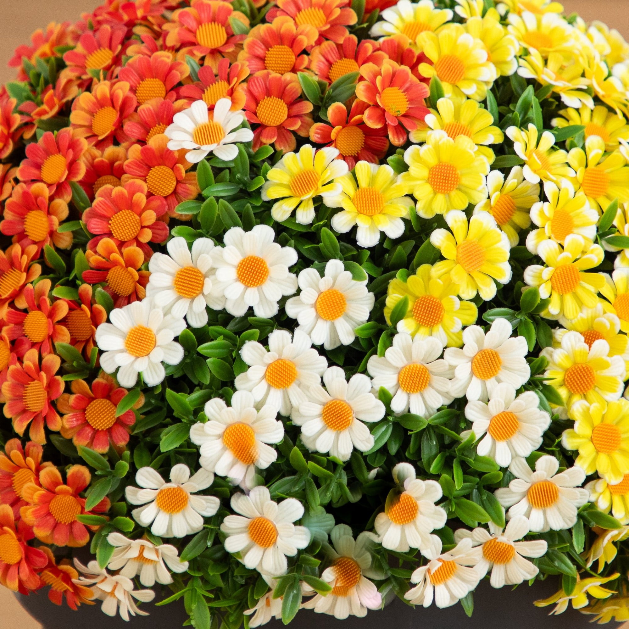 18in. UV Resistant Autumn Artificial Fall Mixed Daisy Plant in Pot (Indoor/Outdoor)