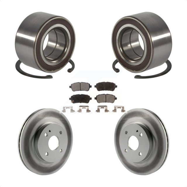 Transit Auto Front Wheel Bearing Coated Disc Brake Rotors and Semi-Metallic Pads Kit for Car 2011-2014 Mazda 2 KBB-101336