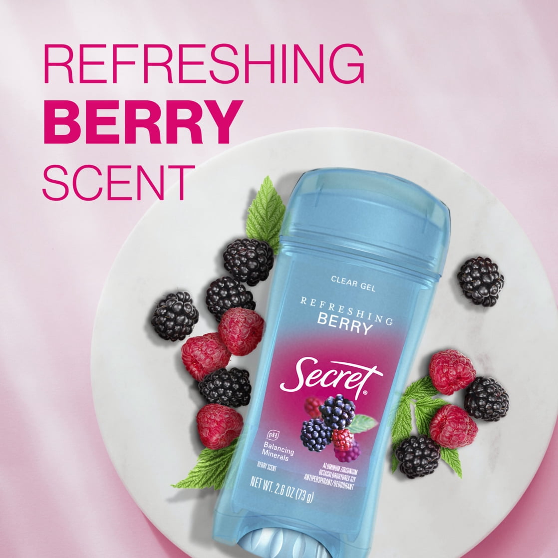 Secret Fresh Clear Gel and Deodorant for Women, Refreshing Berry, 2.6 oz each, Pack of 2