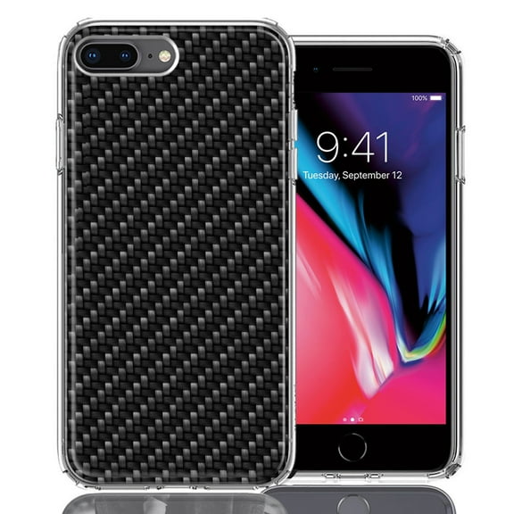 MUNDAZE For Apple iPhone 7/8 Plus Carbon Fiber Look Double Layer Phone Case Cover