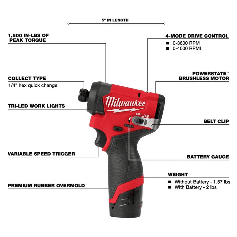 Milwaukee M12 FUEL Power Hammer Drill Impact Cordless 2 Tool Combo Kit Walmart