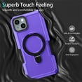 thumbnail image 4 of Decase for iPhone 15 Plus with  Built-in Ring Holder Stand Case,Military Grade Shockproof Protective,Slim Rugged Anti-Scratch Non-Slip Hard Phone Cover Case for iPhone 15 Plus,Purple, 4 of 9