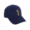 thumbnail image 3 of Daxton 3D Vintage Custom Number Low Profile Adjustable Baseball Dad Hat Cap, Navy Gold, 1, 3 of 4