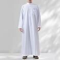 thumbnail image 2 of XDZJLR Men's Shirts Muslim Clothing Durable Robe Ethnic Soft Robe Hui Clothing Standing Collar One-Piece Shirts for Men, 2 of 7