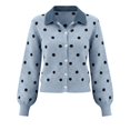 thumbnail image 6 of Endives Cardigan Sweaters for Women Denim Collar Button-Front Ribbed Knit Cardigan Sweater Long Sleeve Casual Fall Top M, 6 of 6