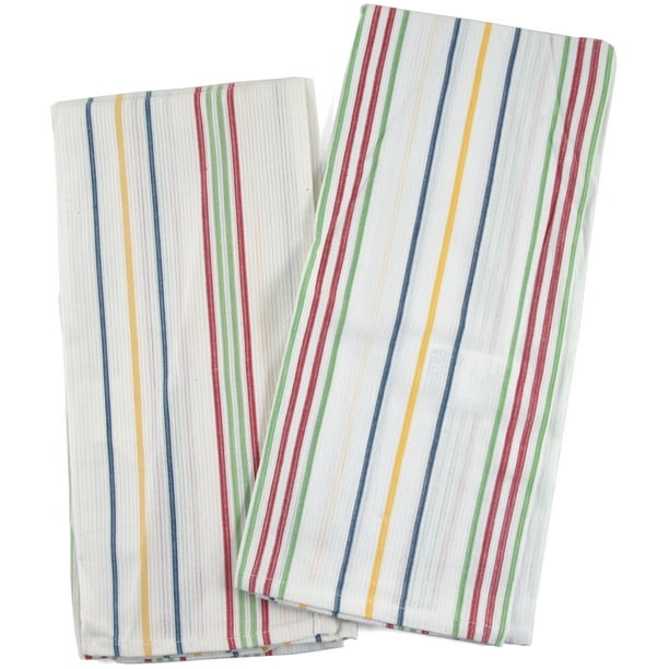 Martha Stewart White Multi-Colored Thin Striped Flour Sack Kitchen Towel,  Set of 2 - Walmart.com