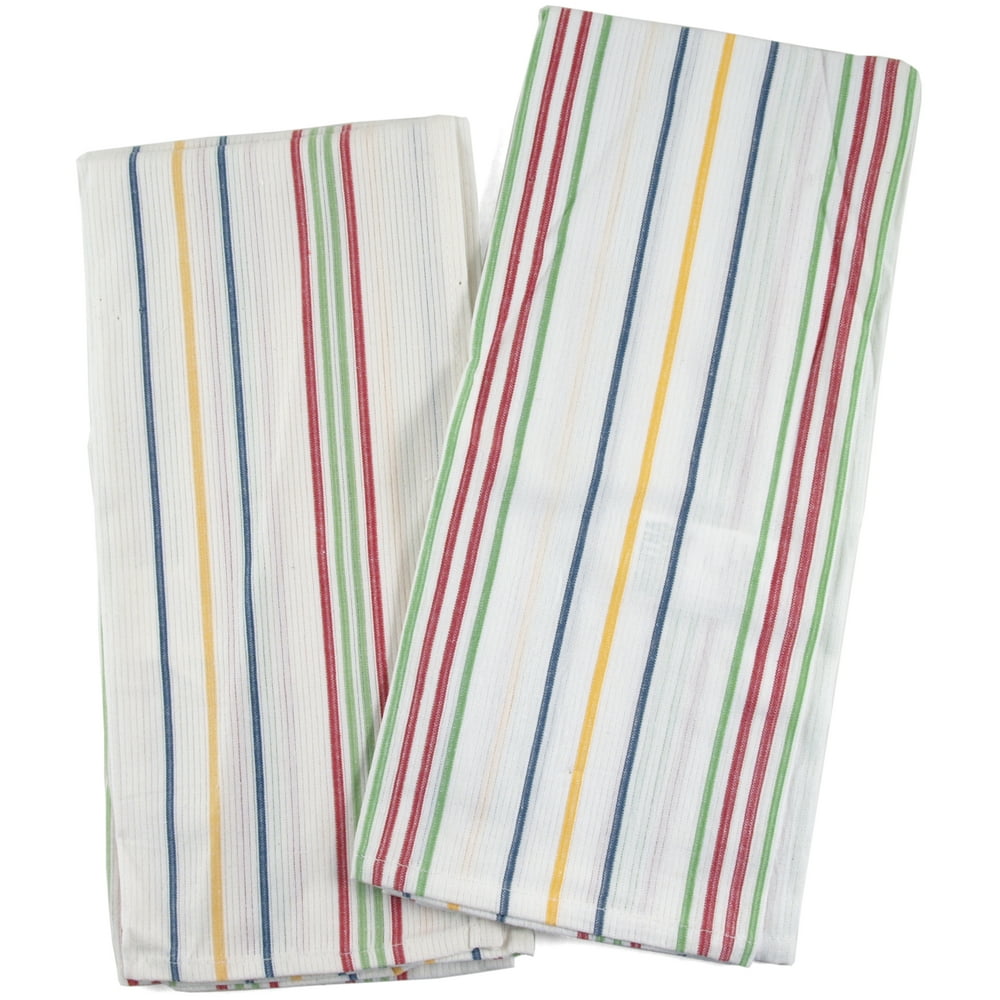 Martha Stewart White MultiColored Thin Striped Flour Sack Kitchen