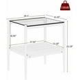 thumbnail image 7 of BISHE Coffee Table with Storage, Glass Coffee Table and End Tables for Living Room, Modern Rectangle and Square Coffee Table Set of 3, White, 7 of 7