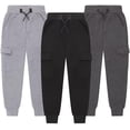 thumbnail image 3 of 3 Pack Boys Sweatpants – Athletic Workout Joggers for Boys & Kids Clothes, Fleece Boys Pants with Cargo Pockets, 3 of 4