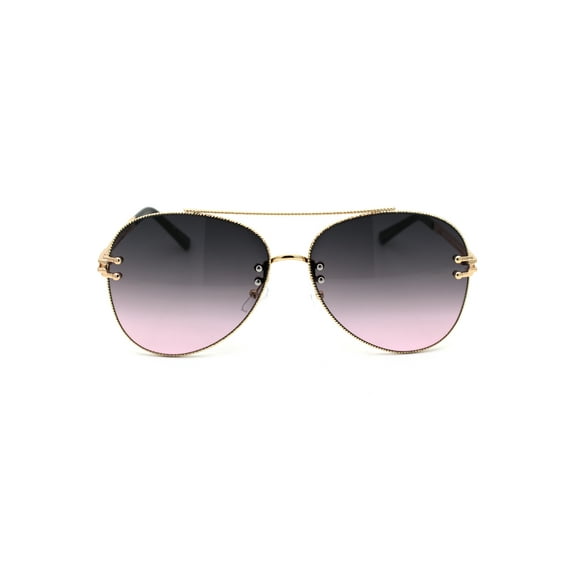 Metal Wire Rope Trim Exposed Lens Tear Drop Pilots Sunglasses Gold Black Pink