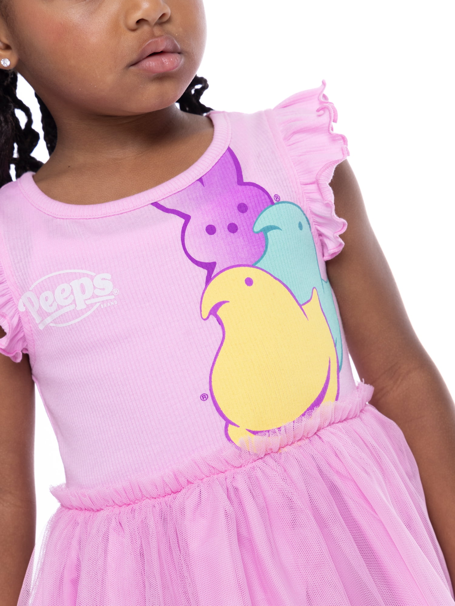 Peeps Toddler Girls’ Tutu Easter Dress with Flutter Sleeves, Sizes 12M-5T