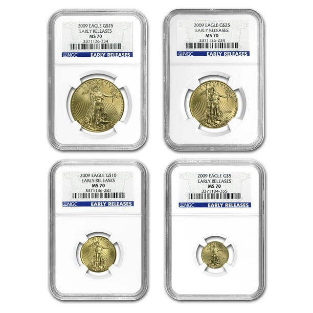 2009 4-Coin American Gold Eagle Coin Set MS-70 NGC (ER) - Walmart.com
