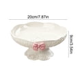 thumbnail image 3 of Flower Shaped Pedestal Fruit Bowl with Bow Detail Decorative Centerpiece Candy Snack Serving Tray for Coffee Table Home Decor, 3 of 6