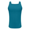 thumbnail image 5 of Solid Color Tank Top for Men Sleeveless Slim Fit Top Round Neck Stretchy Cotton Ribbed Wide Strap Casual Gym Daily Shirt, #02 Turquoise, L, 5 of 6