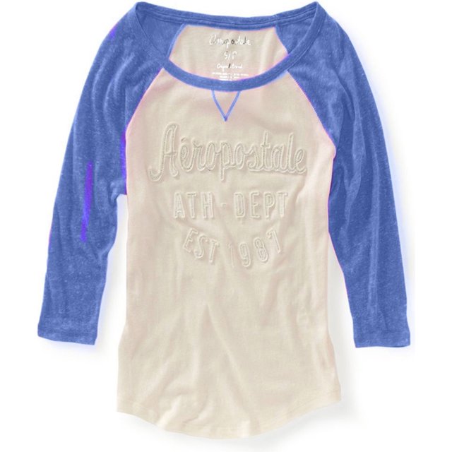 Aeropostale Womens Ath-dep3/4 Sleeve Baseball Graphic Playera, Azul, X-Large Aeropostale Camiseta gráfica