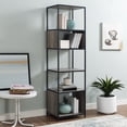 thumbnail image 1 of 70" Metal and Wood Tower - Grey Wash, 1 of 5