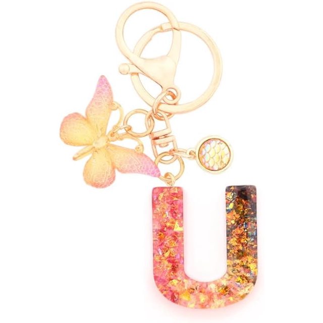 Letter Keychain,26 Letters A-Z Decorative Letter Keychain,Name Keychain for Women Girls Men Teenager Gift