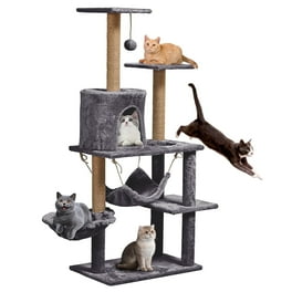 On2 Pets 4ft Minimal Cat Scratching Tree with Leaves Indoor Cat Tower Tree House for Kittens