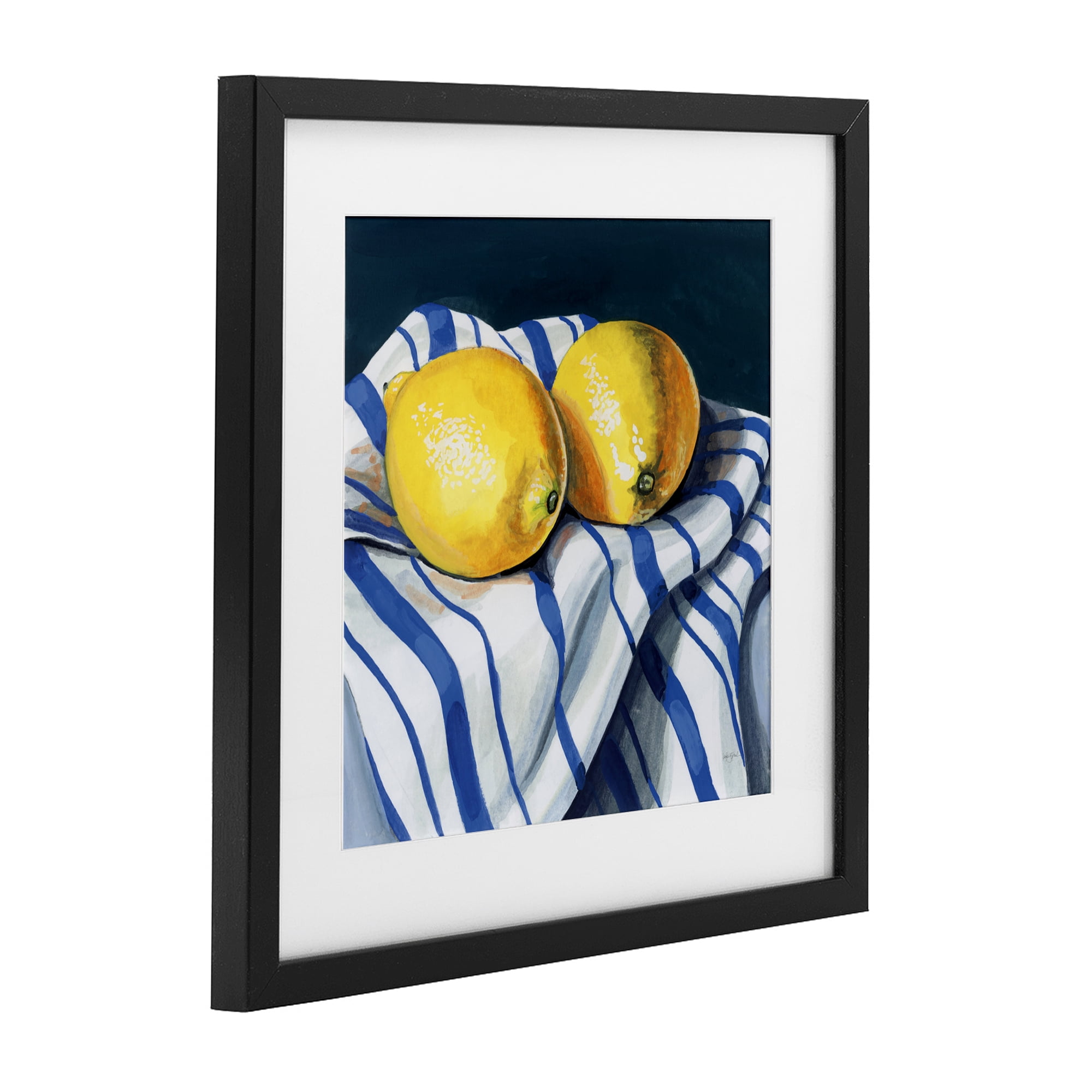 Stupell Industries Fresh Kitchen Lemons on Dishtowel Black Framed Print Under Glass, design by Kate Jarvik Birch