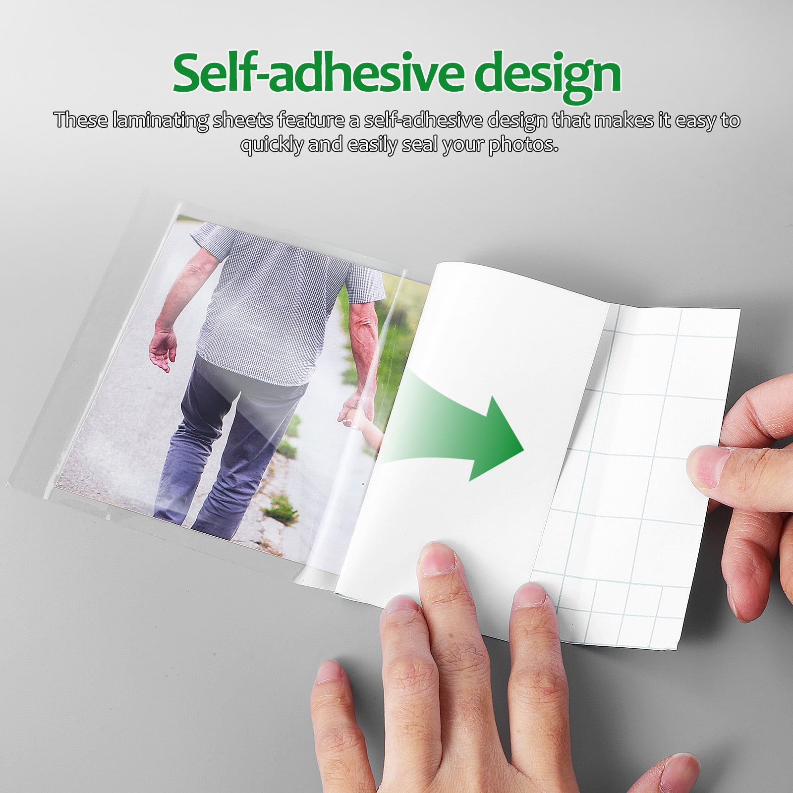 FUEENIRVA Clear PVC Laminating Sheets Self-Adhesive for Photos and Documents, Smooth Flat Protective Film Sheets