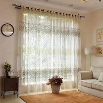 JCDY Sheer Curtains 63 inch Length 2 Panels Luxury Golden Floral Drapes for Living Room Bedroom,Grommet