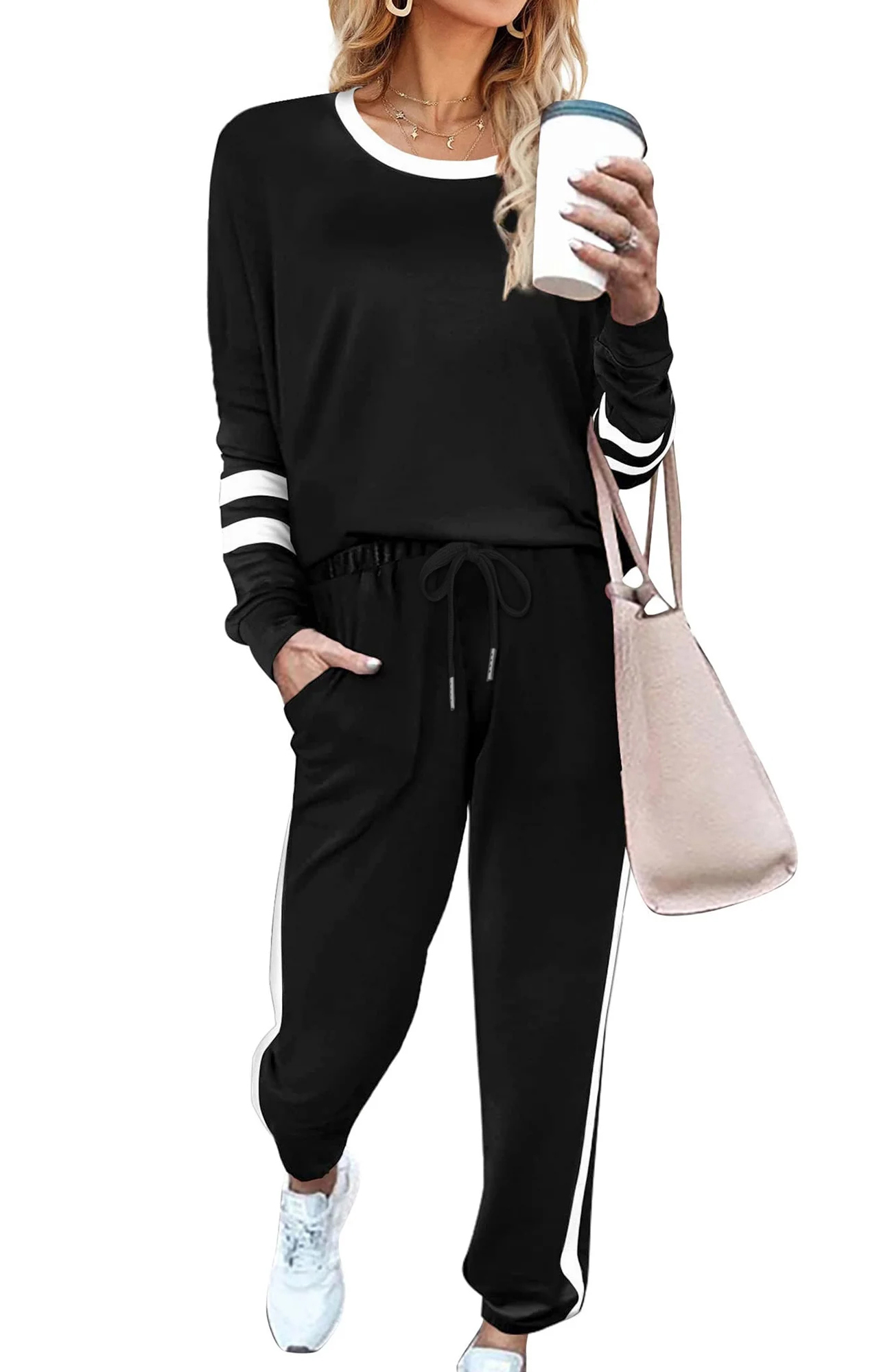 Shine Up Women's Striped Sweatsuit 2-Piece Tracksuit Set photo 1